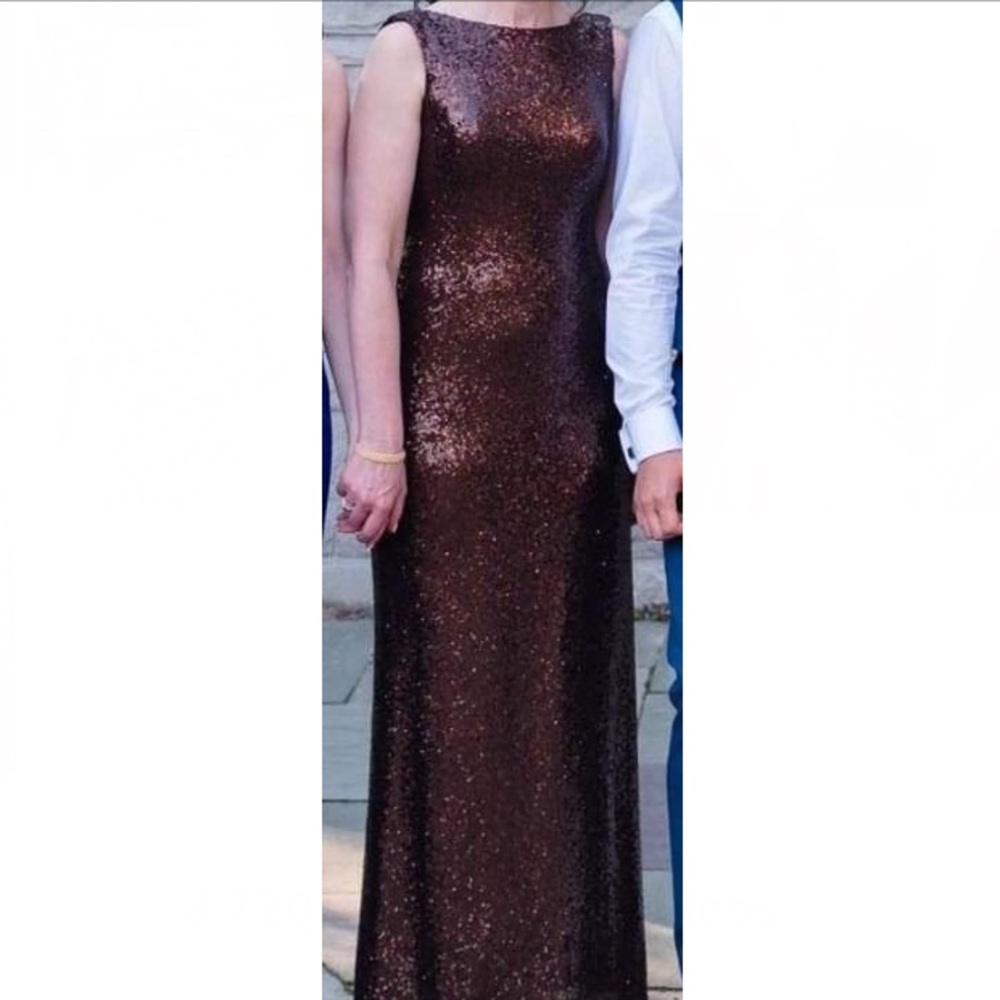 Christina Wu Sequin Gown Size 8 Brown/Espresso